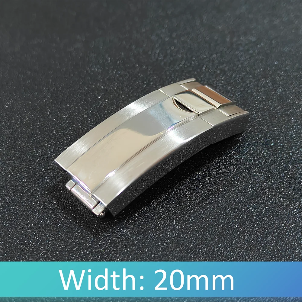 Customized Logo Watch Buckle 20mm Width 316l Stainless Steel Glossy Folding Safety Buckle Watch Replacement Parts /Accessories