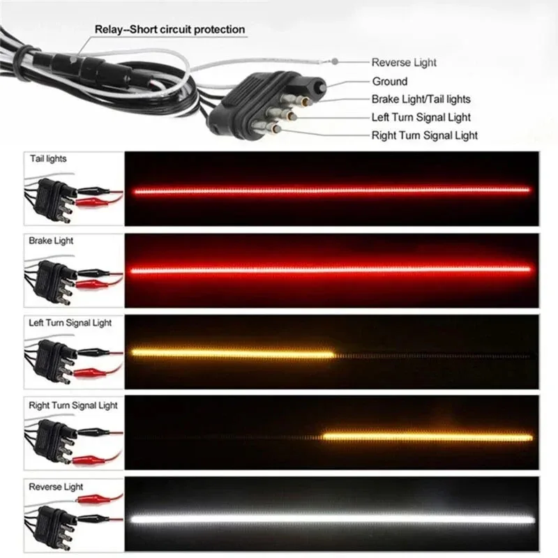 60Inch Car Truck LED Tailgate light Strip Red Brake White Reverse Sequential Amber Turning Signal Strobe Warning Lamp For Pickup