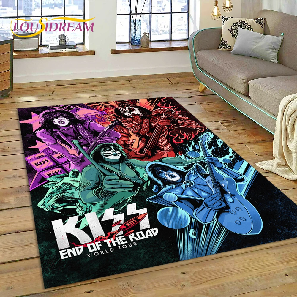 Latest Kiss Rock Heavy Metal Band Rug Carpet for Living Room Bedroom Home Decor,Floor Mat Non-slip Decoration for Sofa Doormat