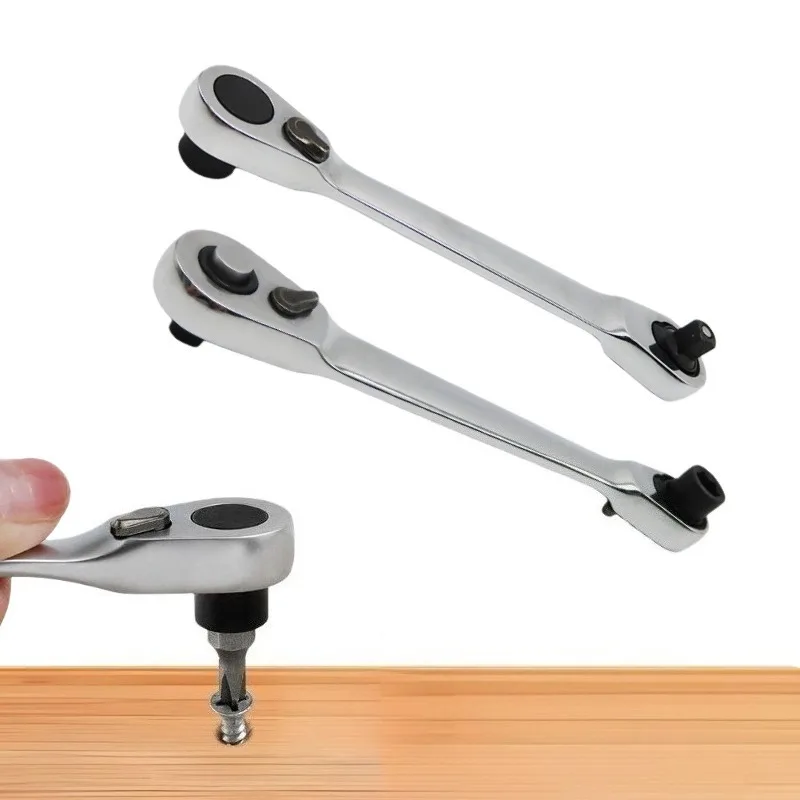 

Гаечный ключ 2-в-1, мини-стриевой ключ с трещоткой 1/4, двусторонний быстроразъемный ключ с трещоткой, отвертка, набор динамометрических ключей