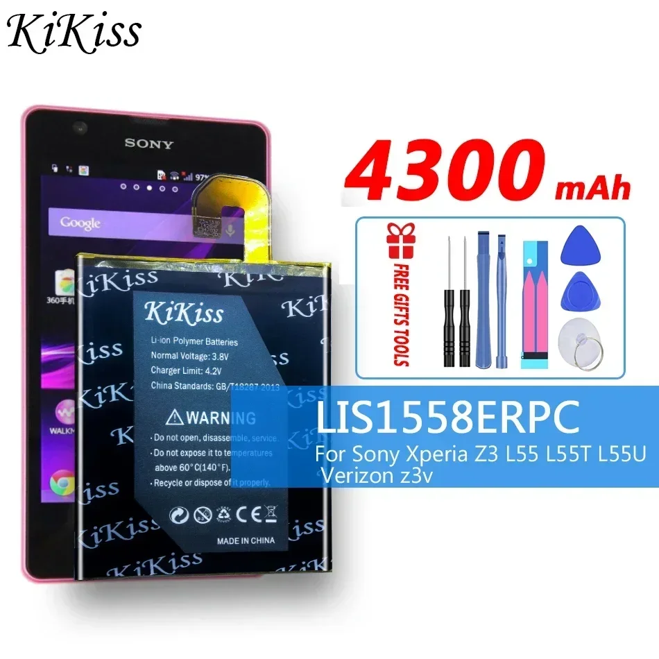 

KiKiss 4300 мАч LIS1558ERPC аккумулятор для SONY Xperia Z3 L55T L55U D6653 D6633 D6603 телефон высокого качества аккумулятор