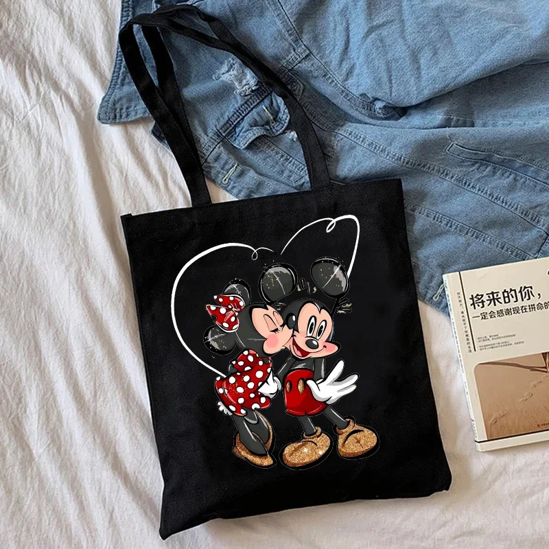 Y2k Disney Minnie Mickey Mouse Tote Bag Shopper Canvas Shoulder Bag Eco Shopping Bag Women Tote Harajuku Female