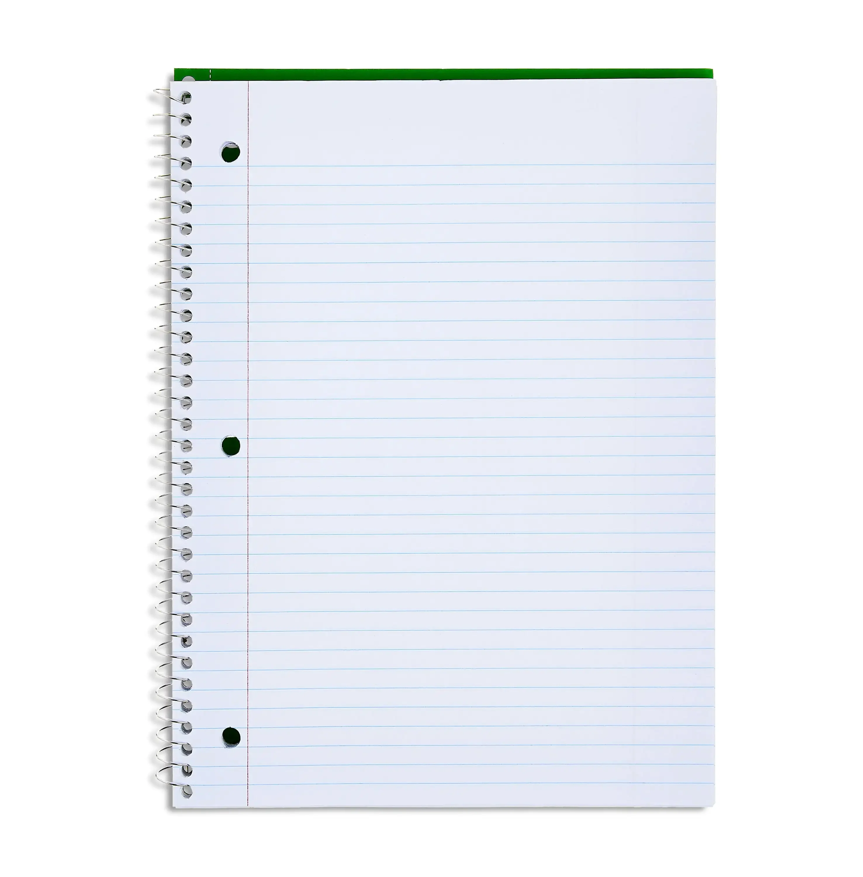 College Ruled 1-Subject Notebook, 8" x 10.5", Green, 70 Sheets