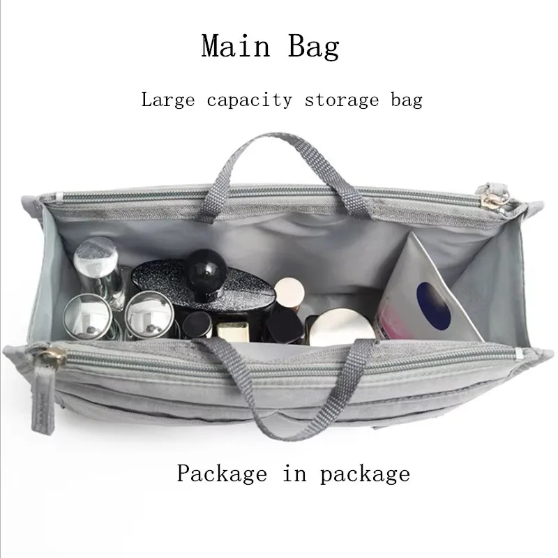Multifunctional Travel Toiletry Bag In Bags For Handbag Purse Double Zipper Insert Bag Large Capacity Cosmetic Pouch Bags-1/2Pcs