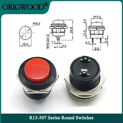 2/10/50pcs R13-507 Momentary Push Button Switch 16mm Momentary 6A/125VAC 3A/250VAC  Round Switches