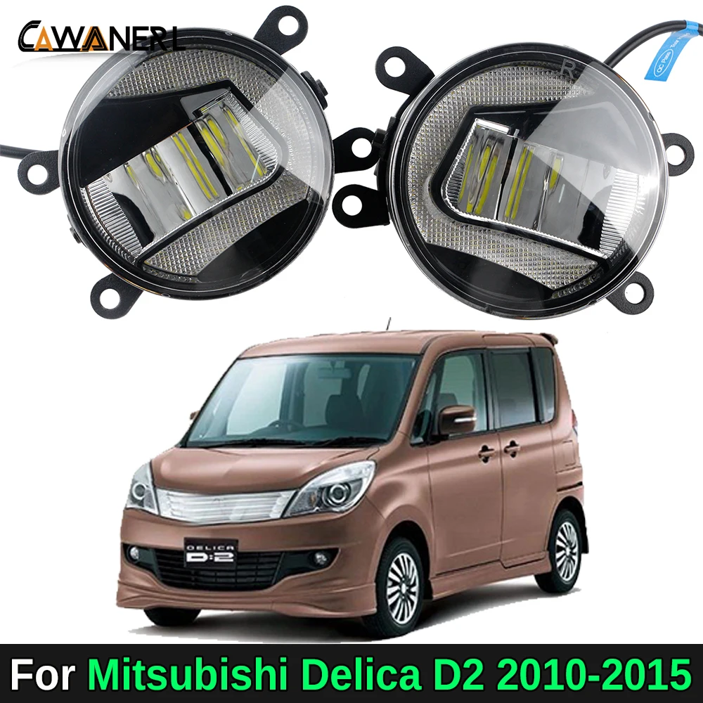 2IN1 Function LED Fog Light with DRL Car Aluminum Fog Daytime Running Lamp White 30W For Mitsubishi Delica D2 2010-2015