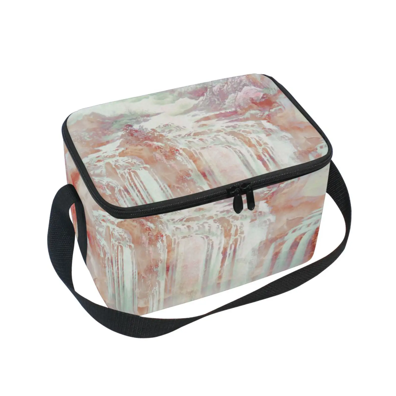 

Insulated Lunch Box Men Women Travel Portable Camping Picnic Bag Marble print Cold Food Cooler Thermal Bag Kids Insulated Case