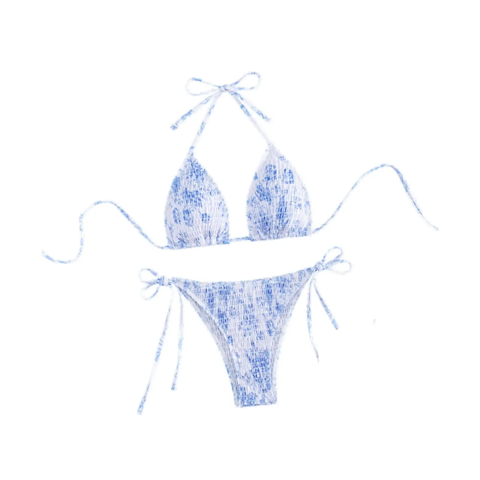 

Женский комплект бикини треугольной формы без рукавов с завязками сбоку и цветочным принтом для пляжа, бассейна, отпуска, серфинга