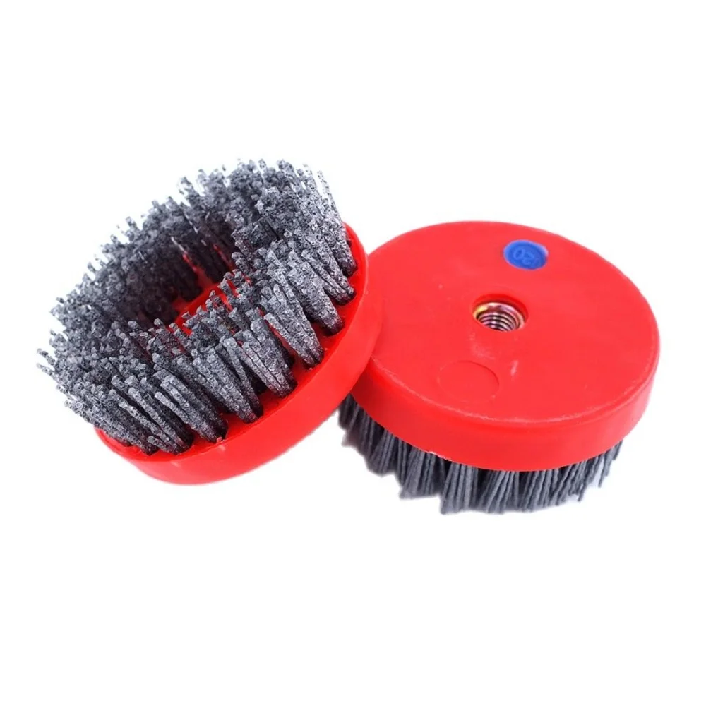 4 Inch Diamond Circular Antique Brush RED Round Cleaning Brush for Marble Granite Stone Tile Ceramic Floor Silicon Carbide