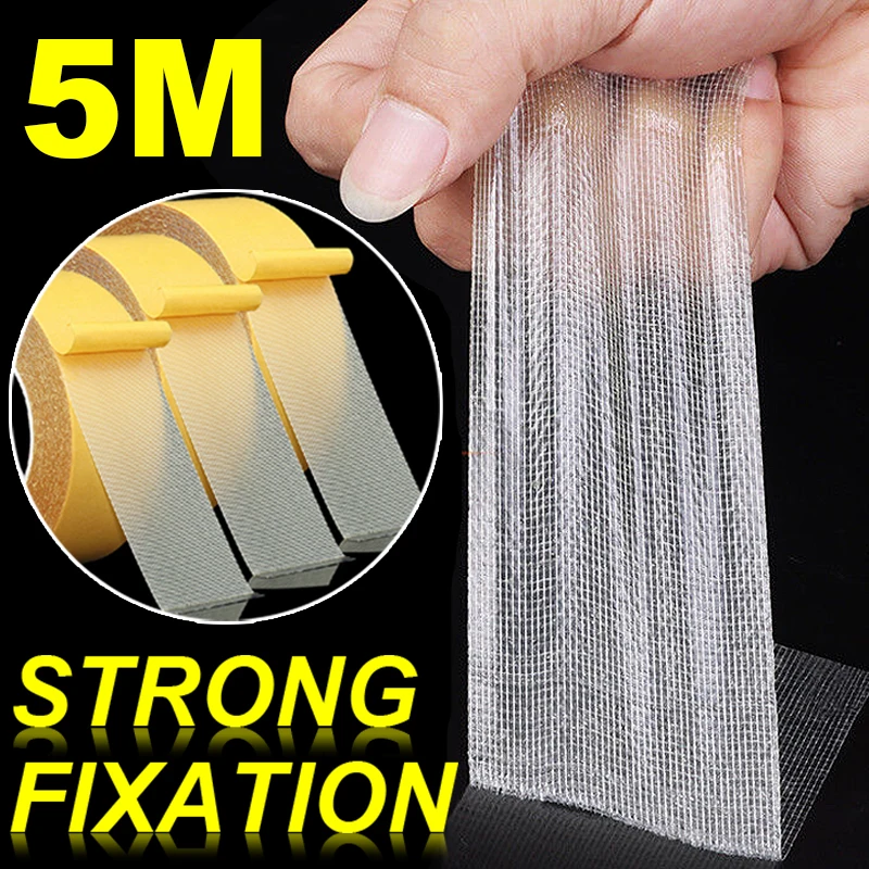 Double Sided Grid Fiber Cloth Base Tape Mesh Waterproof High Viscosity No Trace Carpet Adhesive Strong Fixation Adhesive Tapes