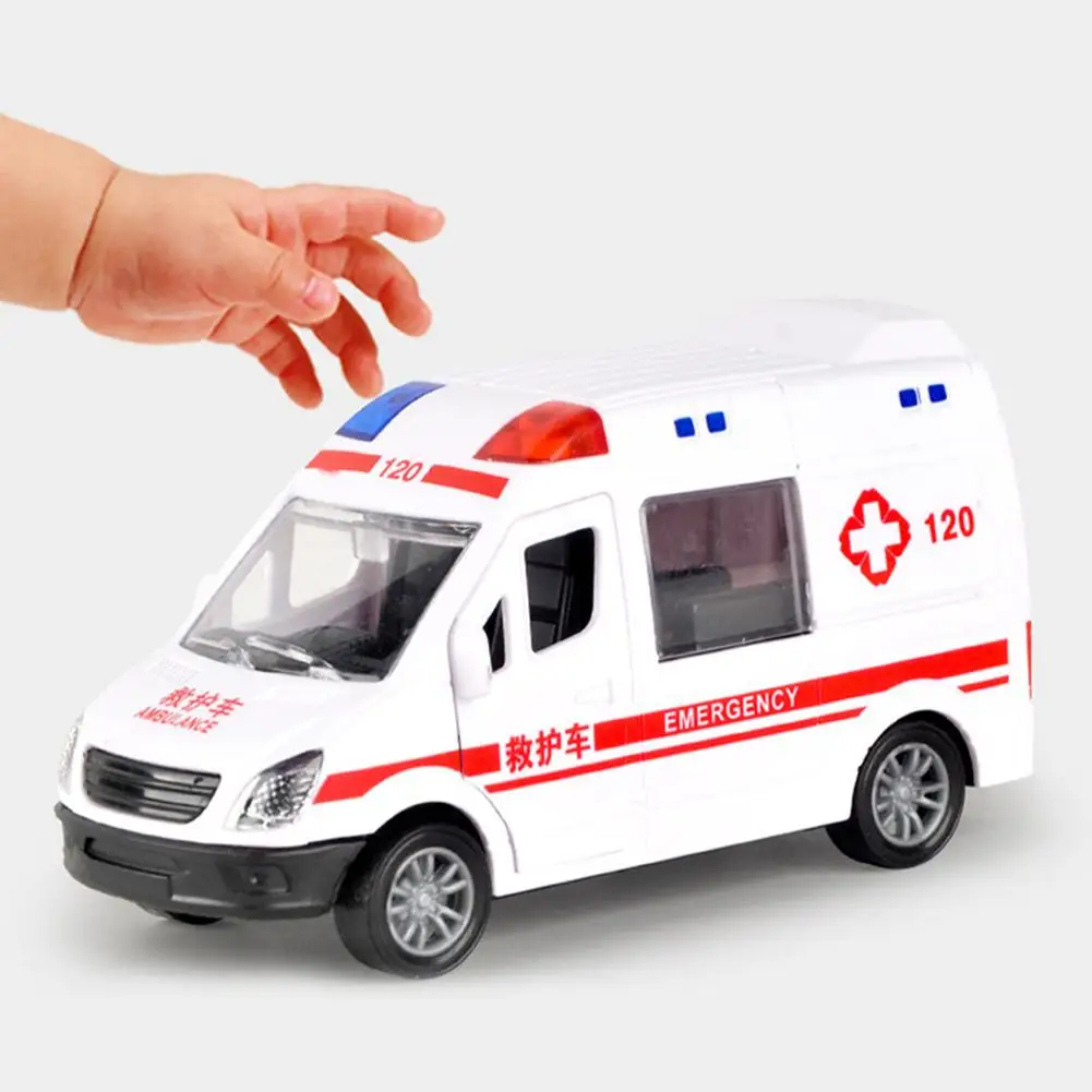 Inerzia per bambini Tirare indietro Auto giocattolo Simulazione Ambulanza Modello di auto Collezione di giocattoli Regali Giocattoli per ragazzi