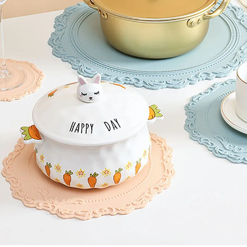 تحديد الموقع جولة مقاومة للحرارة سيليكون حصيرة شرب كأس الوقايات العزل عدم الانزلاق وعاء حامل رشاقته مفرش طاولة المطبخ 23 سنتيمتر