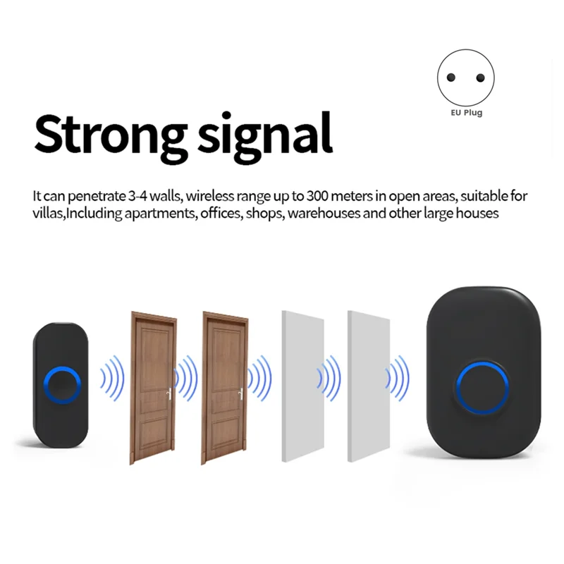 Timbre inalámbrico SQPP, timbre inteligente resistente al agua, timbre de puerta de casa, Control de volumen inteligente de 4 niveles, timbre de 32 canciones