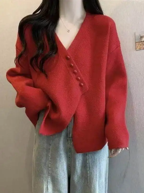 Korean Style Sweet Soft Pure Color Knitted V-neck Women's New Autumn Lightweight Open Cardigan Long Sleeve Casual Top