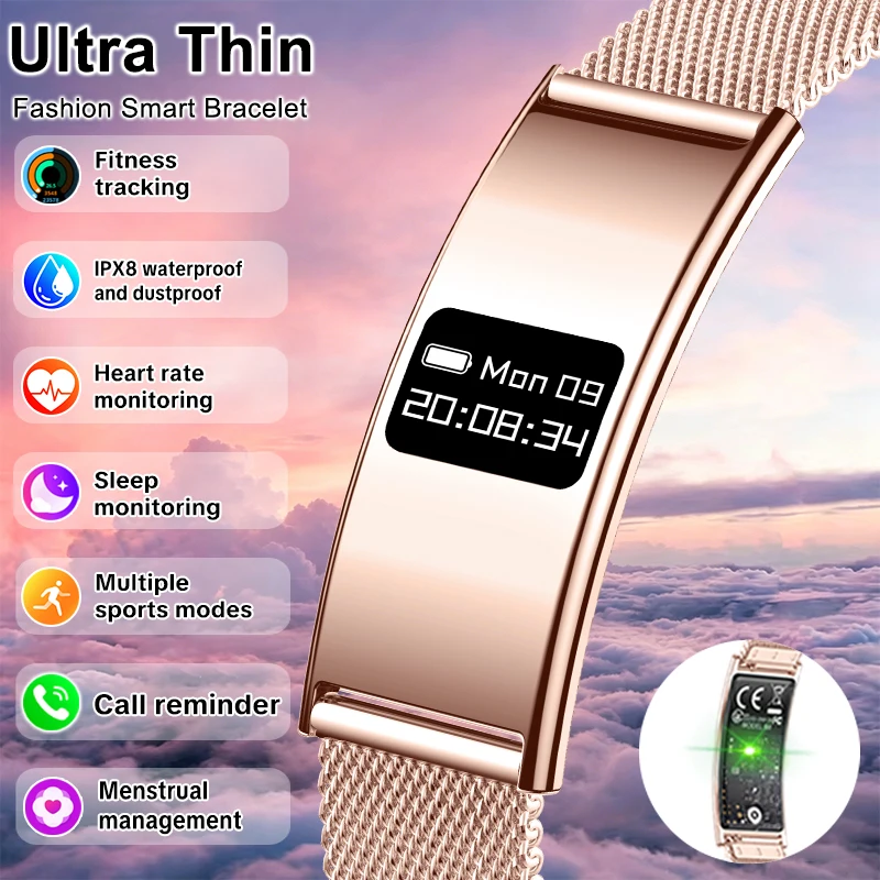 New Ultra Thin Smart Bracelet Women Fitness Tracker Heart Ra