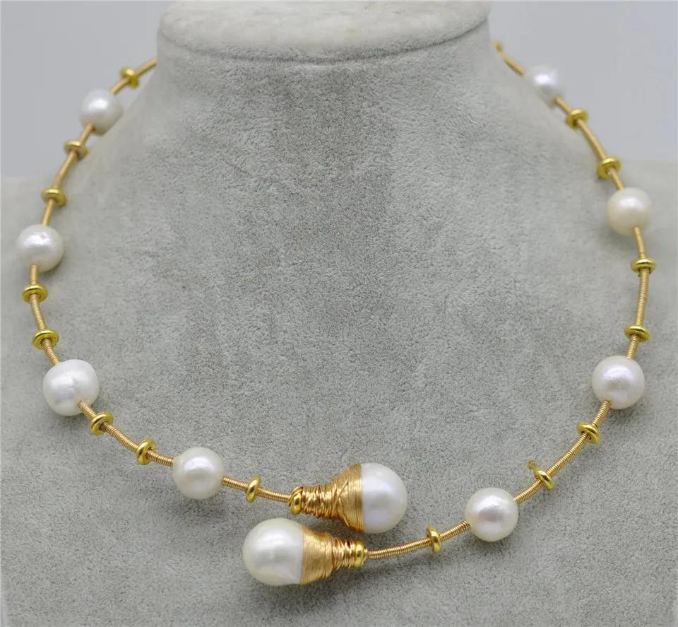 HABITOO 14k gold white Pearl Necklace Choker Freshwater Pearl Necklace Jewelry Jewelry Chains Necklace for Woman Choker Chain