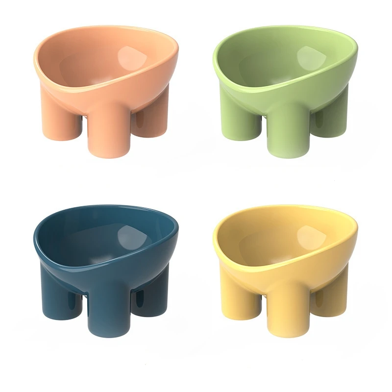 Dog Cat Bowl Elevated High Foot Small Dog Bowl Neck Protector Pet Food Water Bowl Anti-tip Pet Feeding Dessert Dish Plate