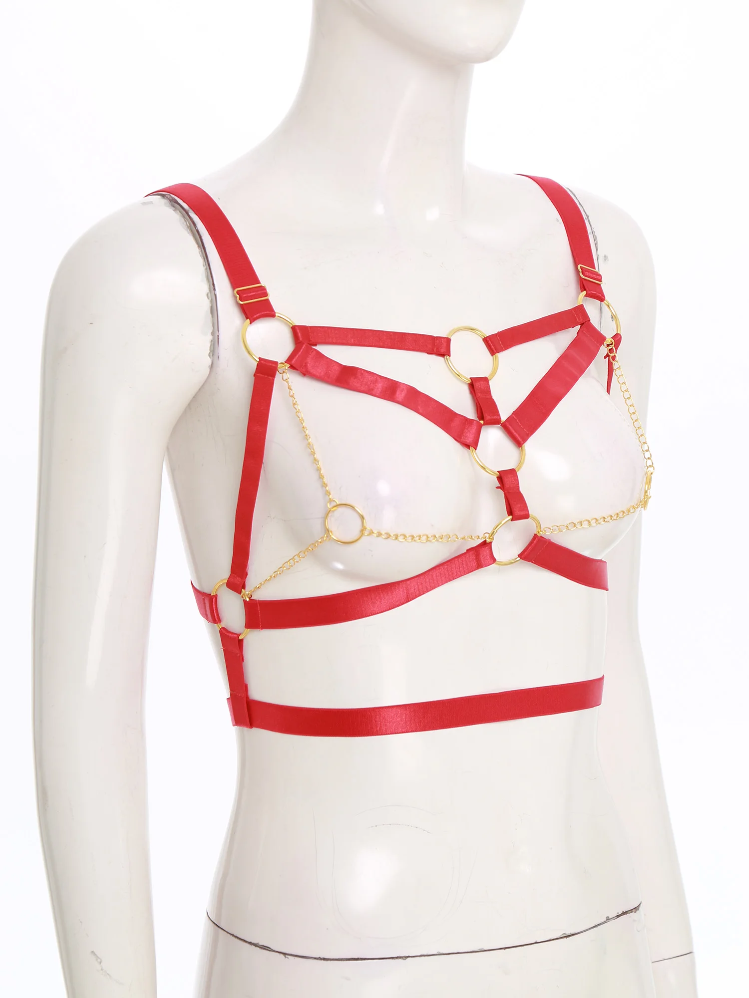 المرأة بسط الجسم مربط صدر المعادن O-حلقة سلاسل مرتبطة قطع أحزمة الجسم باستخدام مع حمّالة الصّدر كلوبوير الملحقات