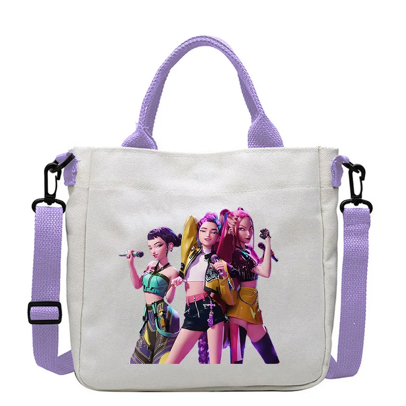 

Move Cute K-Pop Demon Hunters Canvas Bag Printed Handbag Fashion Cartoon Anime Commuting Portable Book Storage Bags Pocket Gifts
