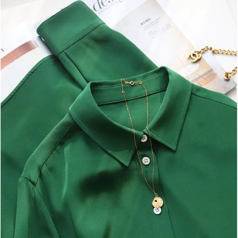 Spring and Summer Silk Shirts Thickened 40MM Silk Shirts White Commuting Silk Shirts WOMEN 100% Mulberry Silk Blouse