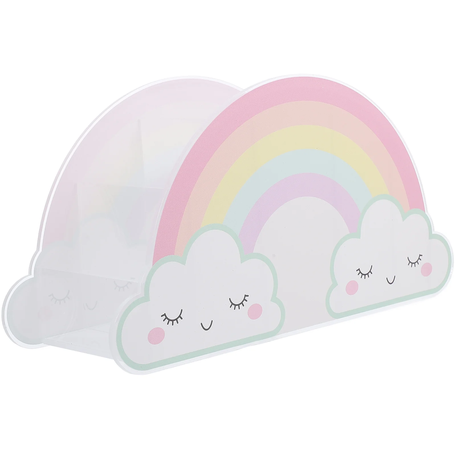 

ABS Rainbow Pencil Holder Compact Desk Organizer Decorative Pen Container Storage Box for Office Classroom Supplies