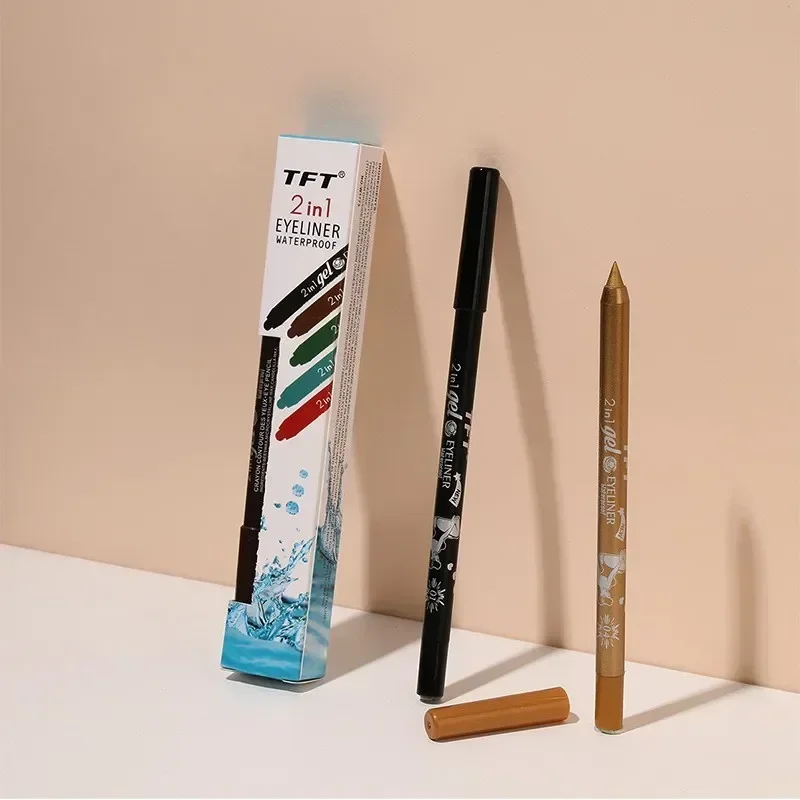2-in-1-Eyeliner-Lipliner-Gelstift, wasserfest, langlebig, blau, weiß, schwarz, braun, leicht zu tragendes Eyeliner-Make-up für Augen, 7 Farben