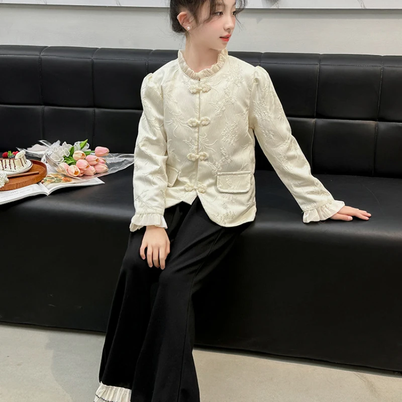 

Coat Pants Girl Tang 2024 New Autumn Chinese Top Classical Versatile Trendy