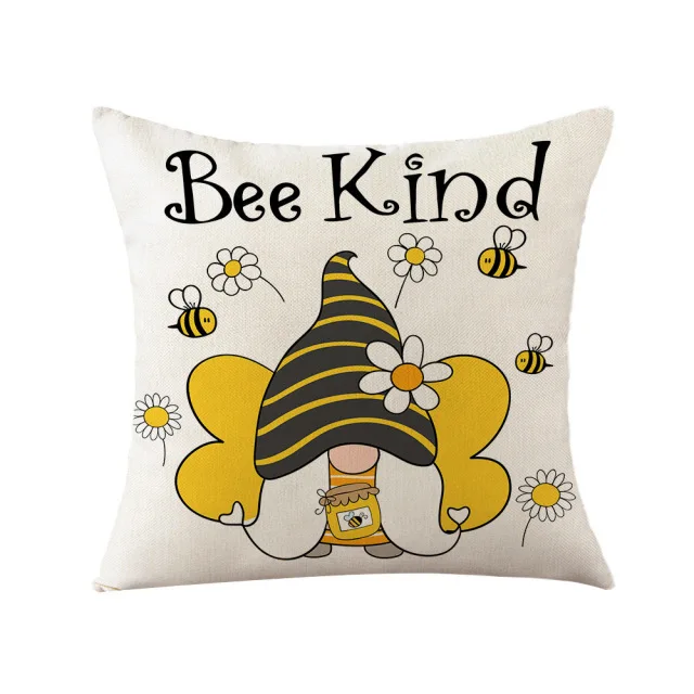 Summer Bee Decorative Pillowcases Cute Honey Bee Cotton Linen Pillow Case Home Decor Girl Boy Kids Room Pillow Cover 45x45 Cm