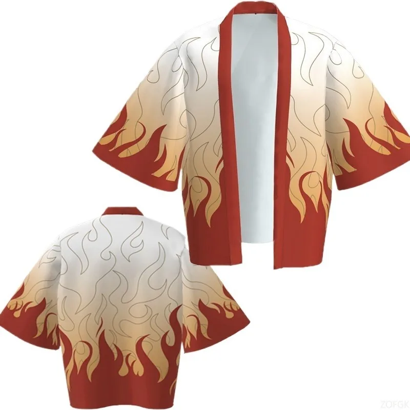 Demon Killer Cartoon Kimono Style Jacket Anime Cape Half Sleeve Cardigan image 2