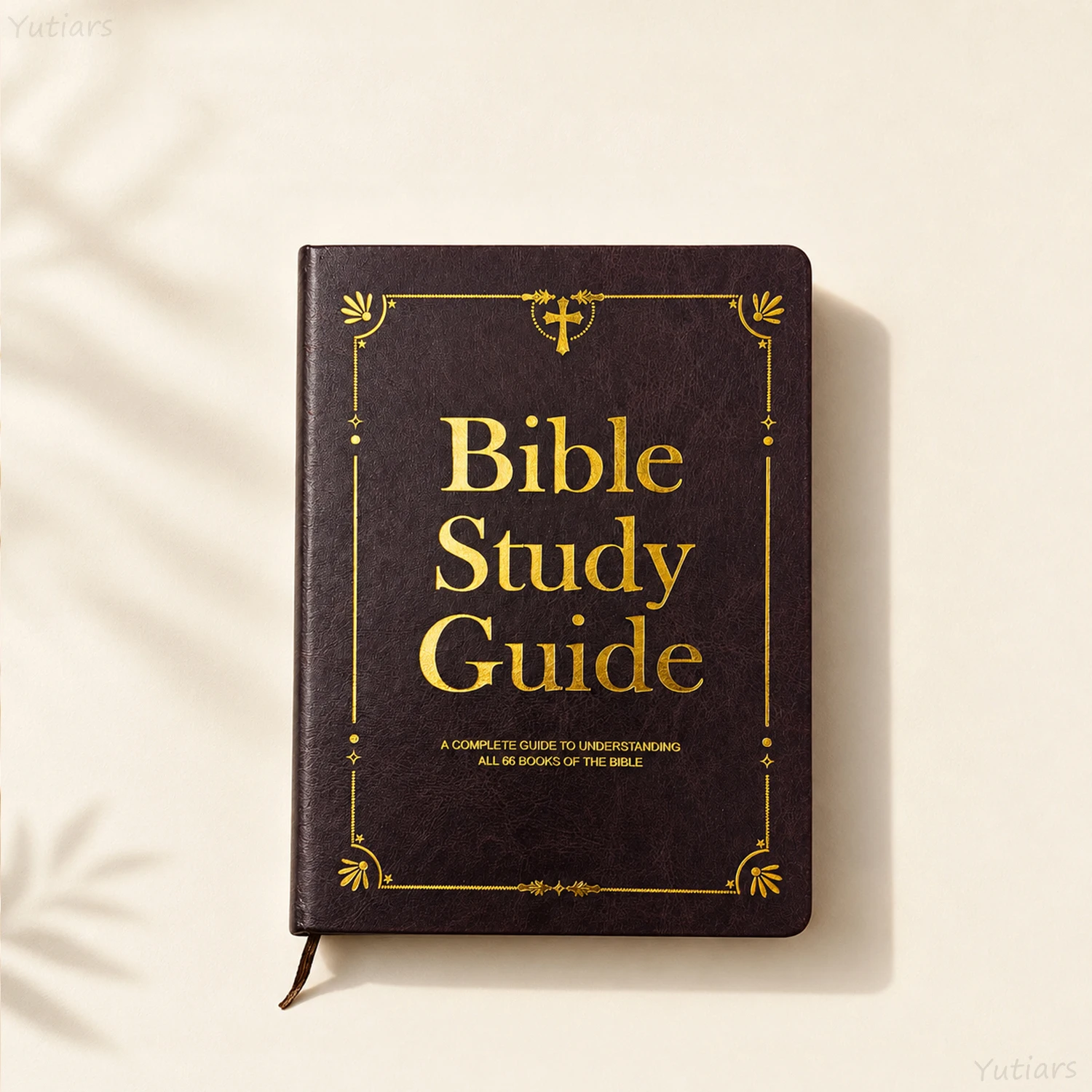 

Gold Embossed PU Bible Study Journal All 66 Bible Books, Dual Layout Devotional Notebook, Baptism Xmas Religious Gift For Christ