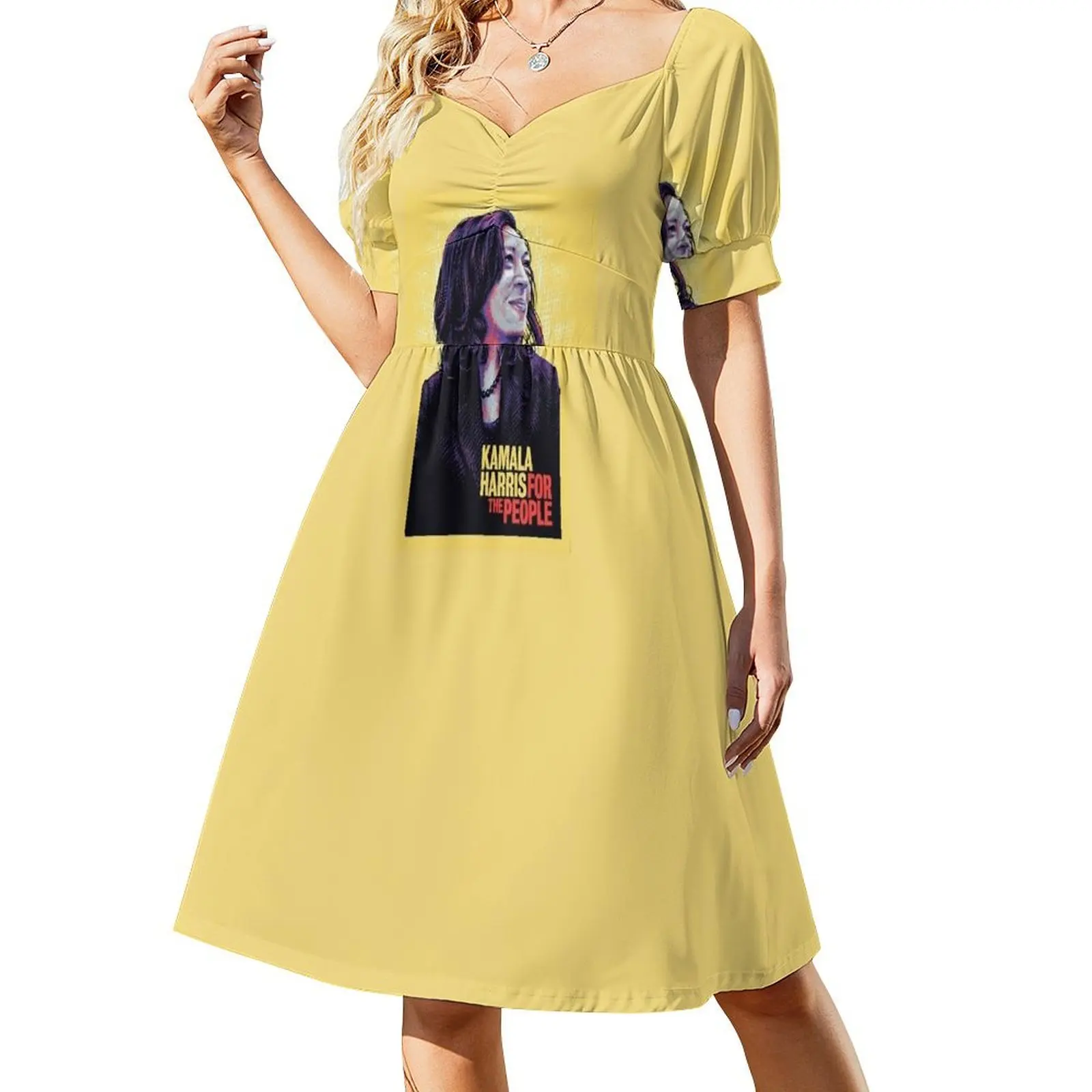 

kamala harris for the people campaign poster, brat summer harris for president Short-Sleeved Dress Dress for pregnant women