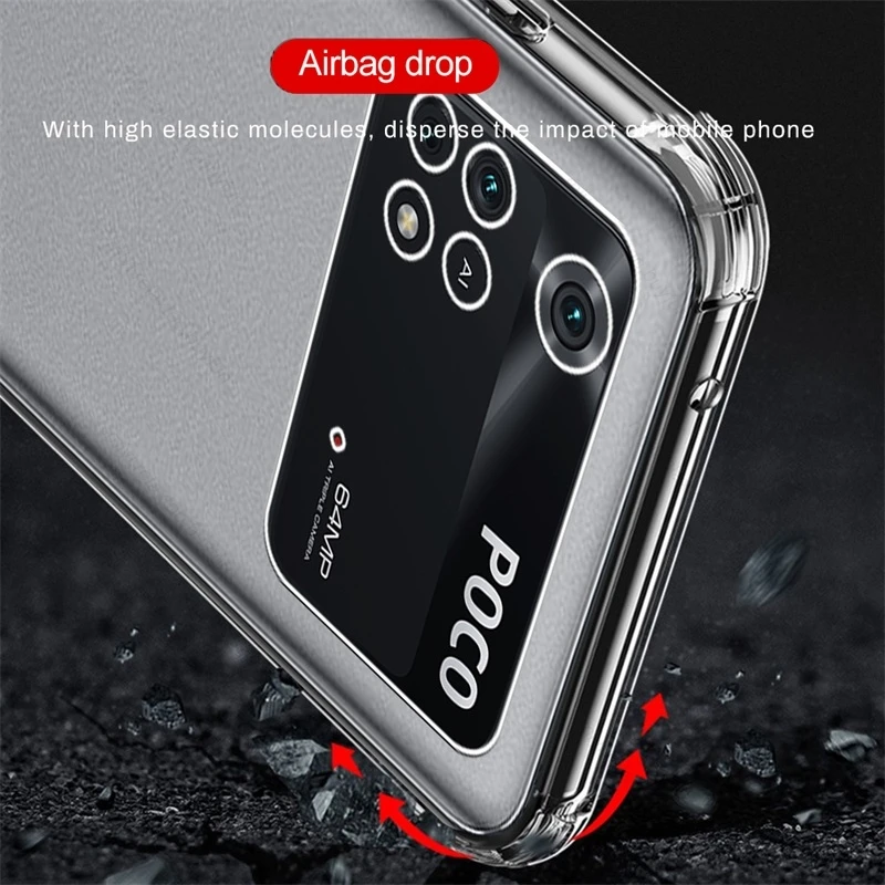 3in1 camera screen protector tempered glass+clear airbag soft silcone case for poco m4 pro 4g nfc poxo poko little m4pro m 4 pro