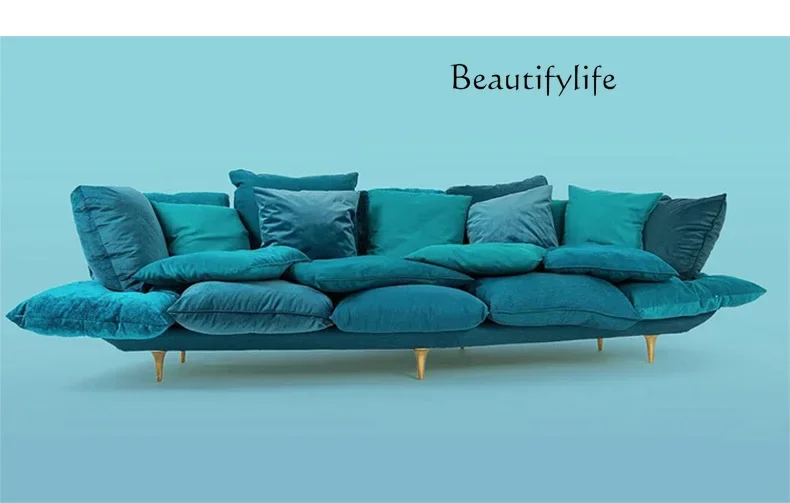 

S Italian minimalist special-shaped sofa designer creative cushion living room multi-person throw pillow combination fabric sofa