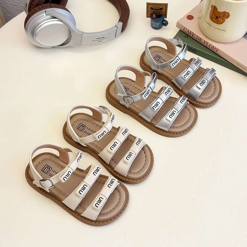 Little Girls Summer Casual Sandals Three Bowknot Detail New Kids Roman Beach Shoes High Quality Stylish Cow Muscle for Children