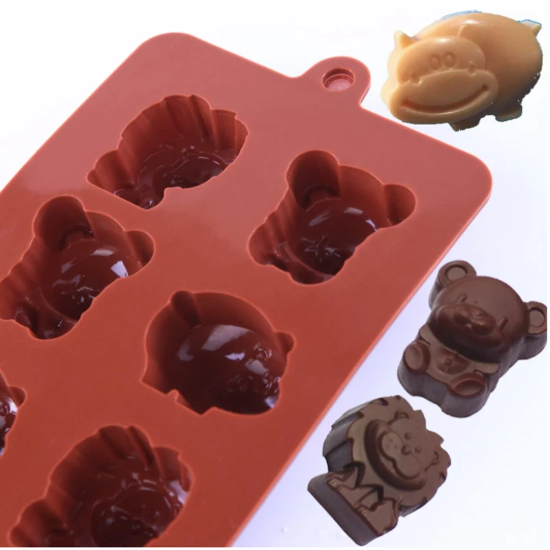 Animal Chocolate Mold Dinosaur Cartoon Silicone Mold Hippo Bear Trojan horse Suitable for Candy Ice Cube Pastry Baking Tools