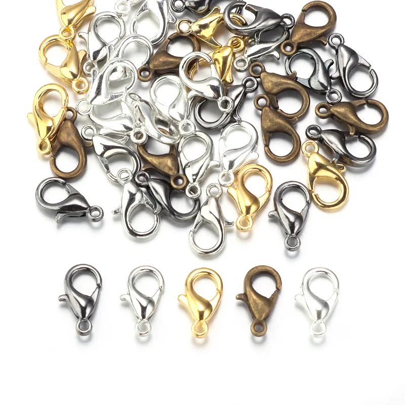 100pcs 9 12 14mm Zinc Alloy Lobster Clasps Multi Sizes for DIY Handmade Jewelry Necklace Bracelet Making Accessories - view 2
