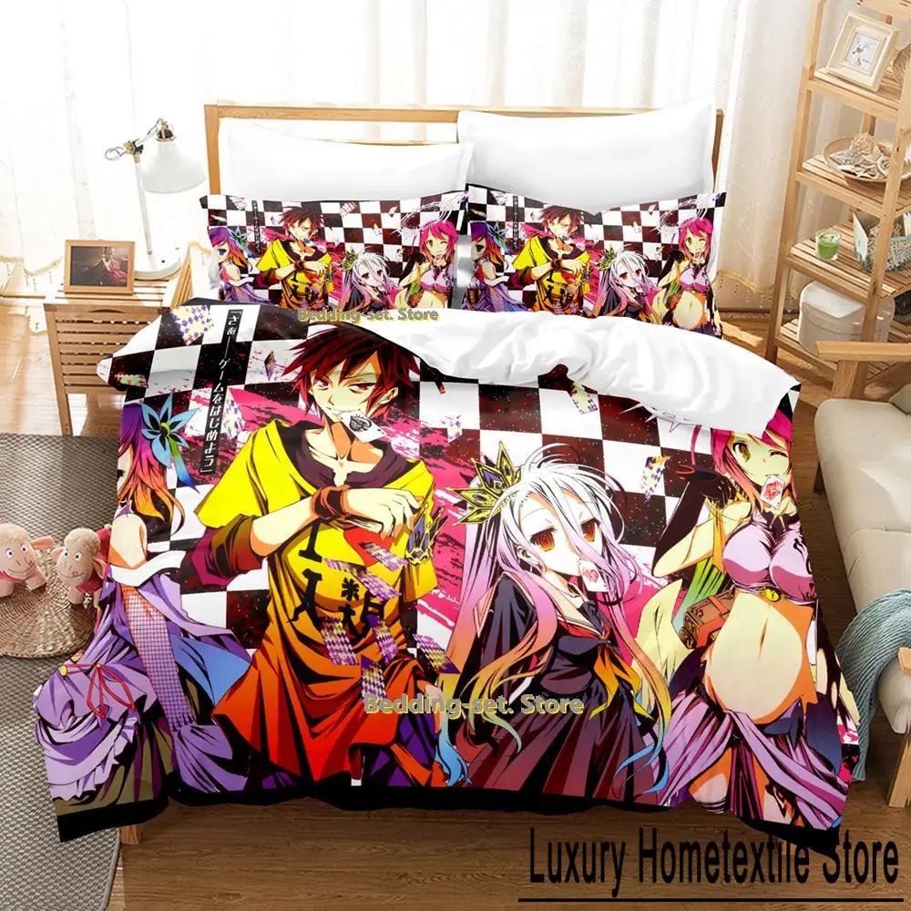 New Game No Game No Life Sora and Shiro Bedding Set Single Twin Full Queen King Size Bed Set Adult Kid Bedroom Duvet cover Sets