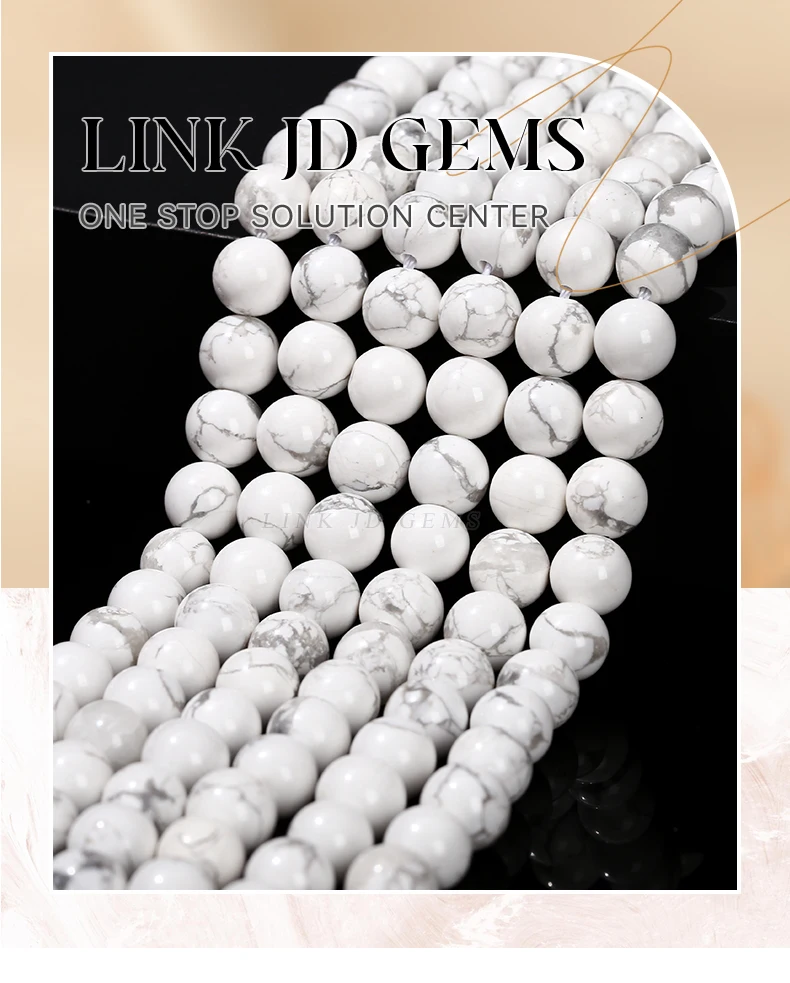 Nat￼rliche Stein Wei￟ T￼rkis Perlen Runde Lose Spacer Howlite F￼r Schmuck Handgemachte Armband Diy Halskette Zubeh￶r 15" – Detail 1