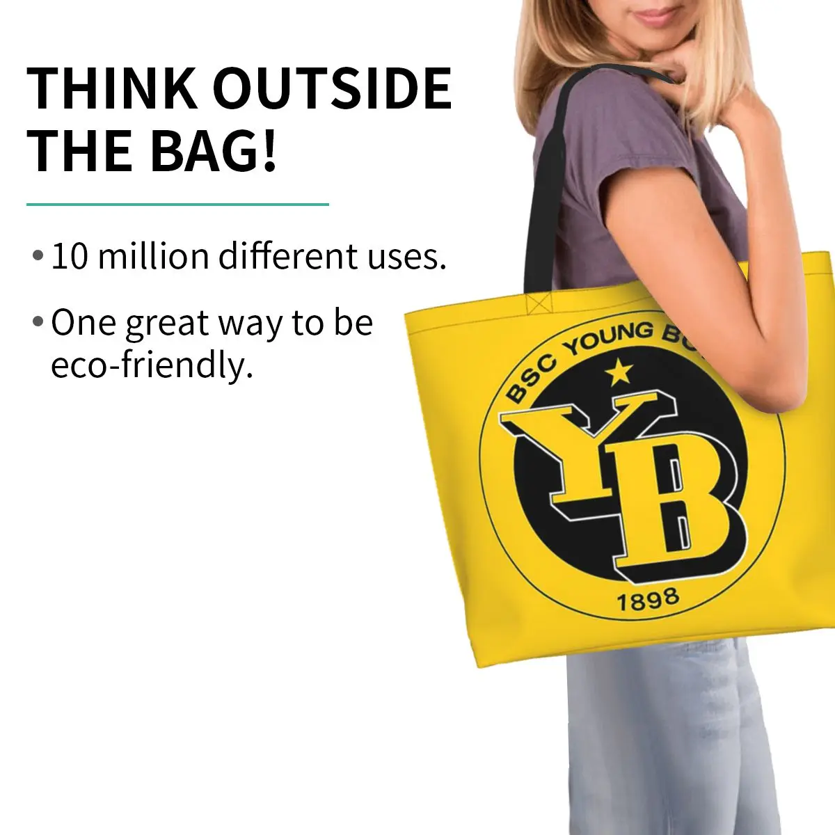 BSC الشباب بنين كرة القدم السويسرية المشجعين الرياضة بيرن سويسرا التسوق حمل حقيبة قماش حقائب الكتف المتسوق البقالة حقيبة يد