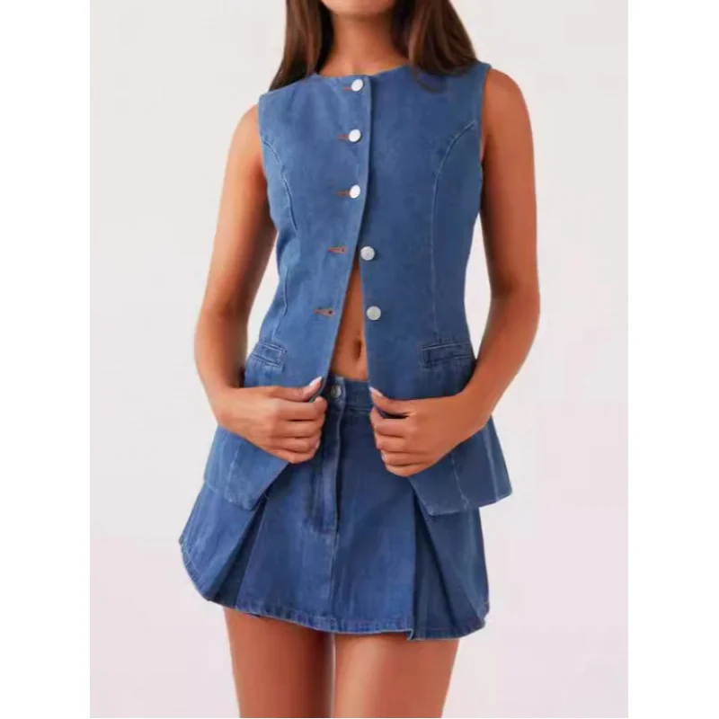 欧米風冬ファッションカジュアルノースリーブハイウエストレディース服ショートスカート