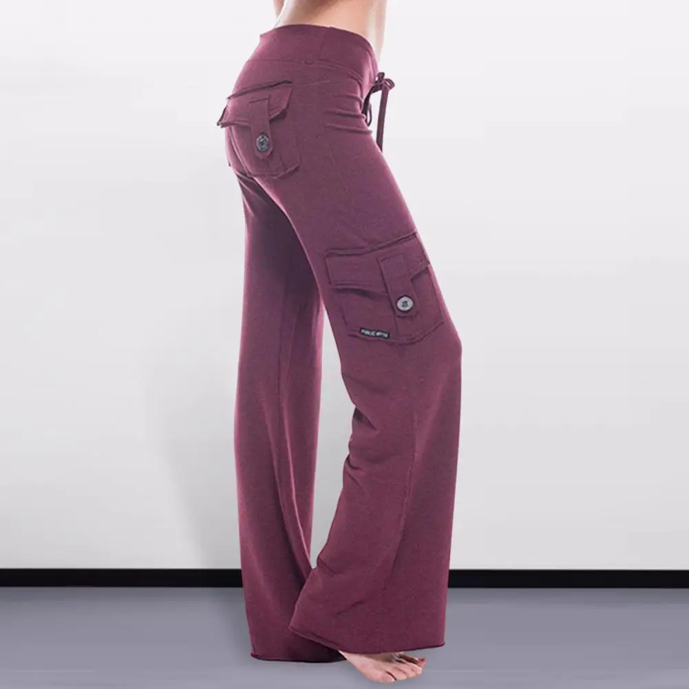 Pantaloni cargo da donna Pantaloni cargo da donna alla moda con tasche multiple Vita elastica Design a gamba larga per attività di jogging confortevoli