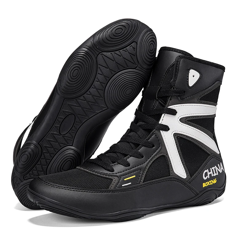 

Boxing Wrestling Shoes for Men Lightweight Professional Sneakers Large Size Black White Gym Outdoor Sports