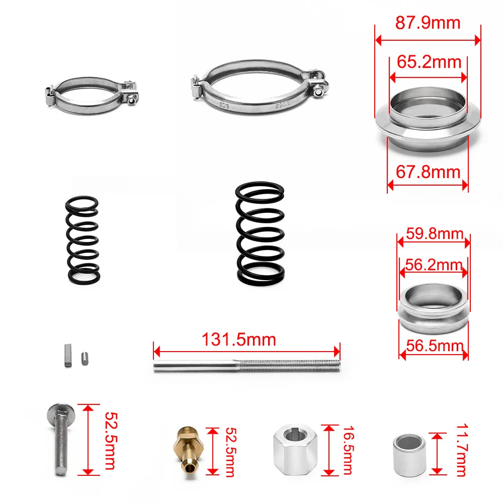 PQY - 60mm Wastegate Turbo External Kit With V-band Flange & Clamp Universal Turbo External Waste Gate For Turbo Manifold 5891BK