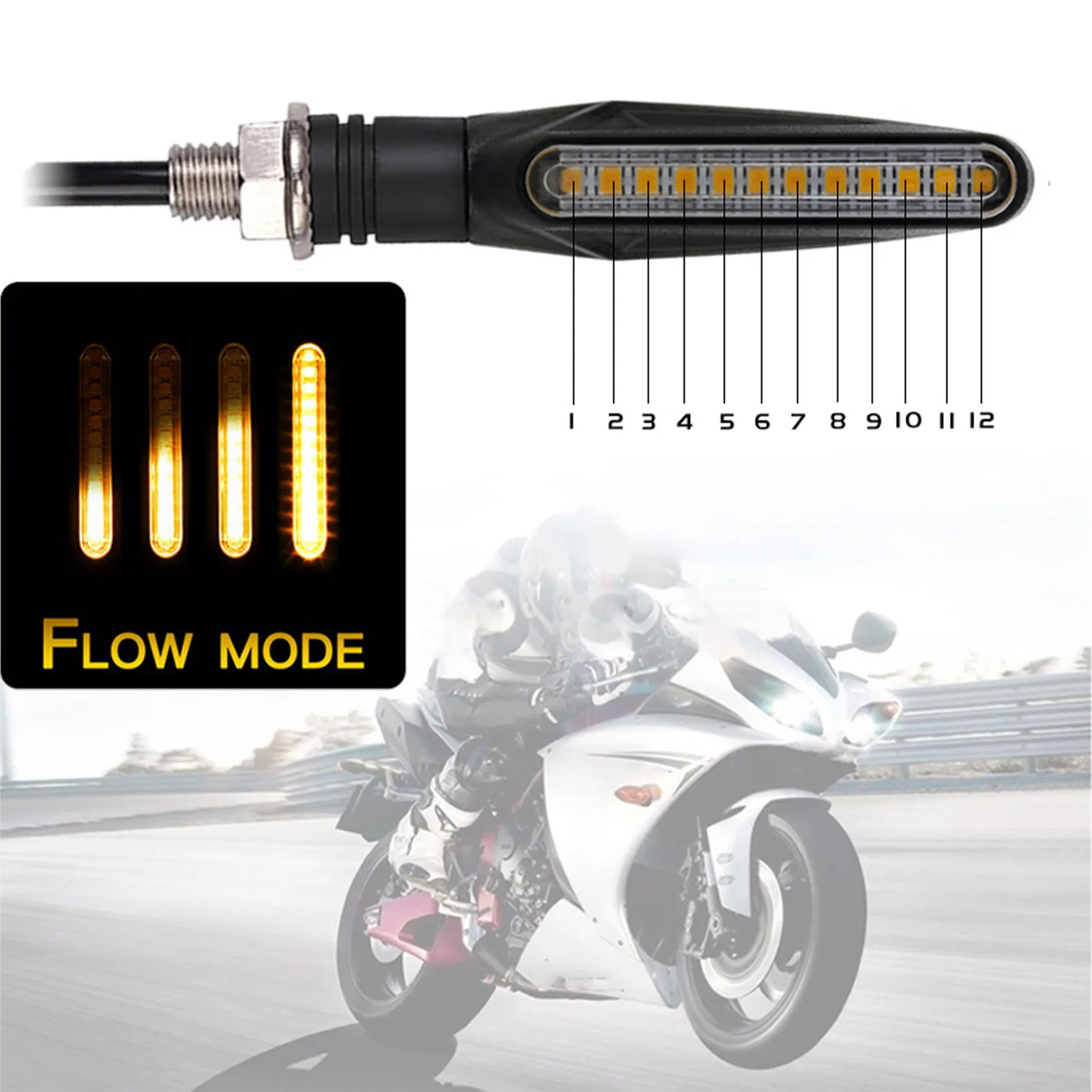 Motorcycle Led Turn Signals ABS Motorcycle Indicators Flowing Turn Signal Lights High Brightness Universal 2835SMD Side Turning