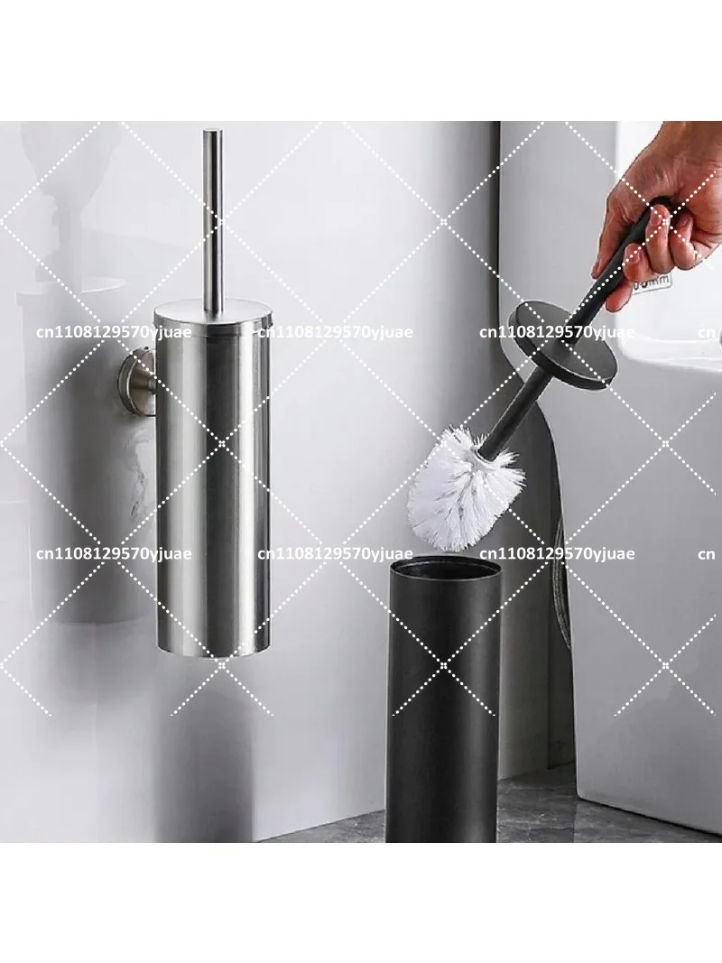 Brushed Gold Stainless Steel Toilet Brush Set, Wall Mounted Enclosed Bathroom Holder with Ventilated Design