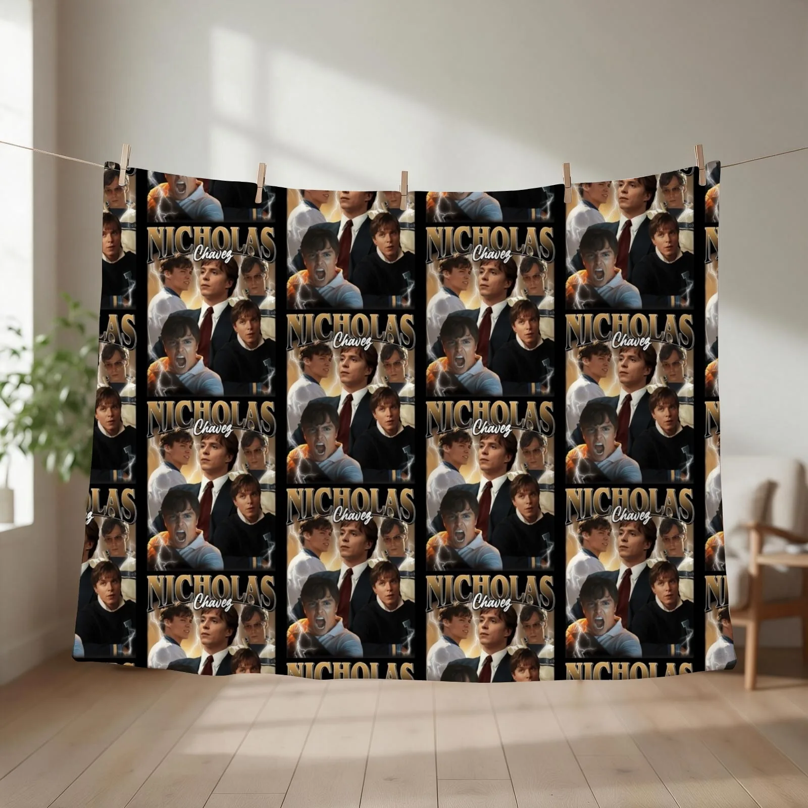 Nicholas Chavez Retro Vintage 90s Throw Blanket Shaggy Bed Fashionable Blankets For Baby funny gift Blankets