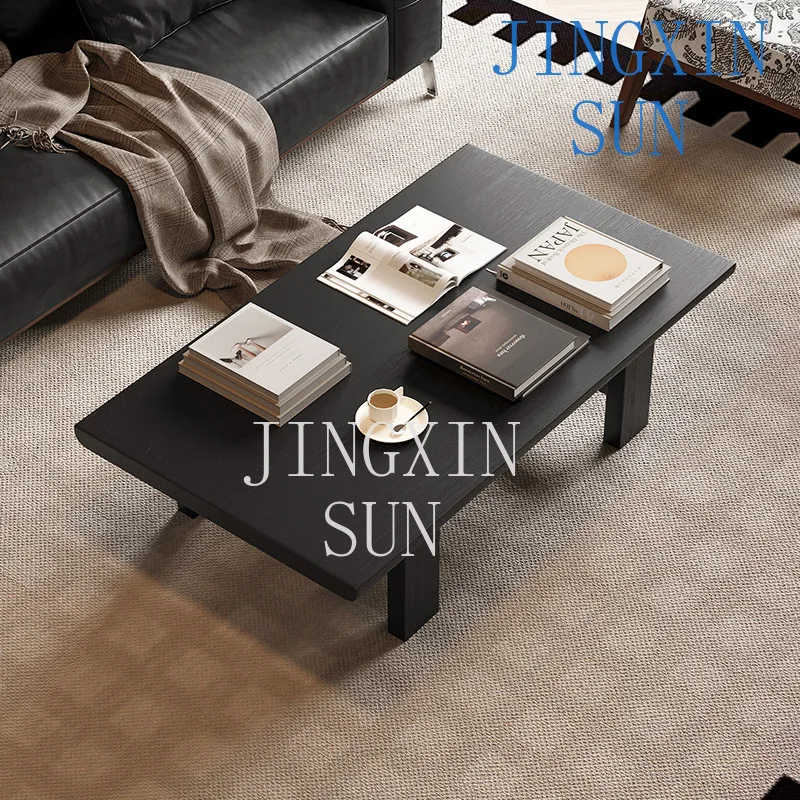 Customizable wabi sabi medieval solid wood rectangular black coffee table living room home bed and breakfast retro minimalist