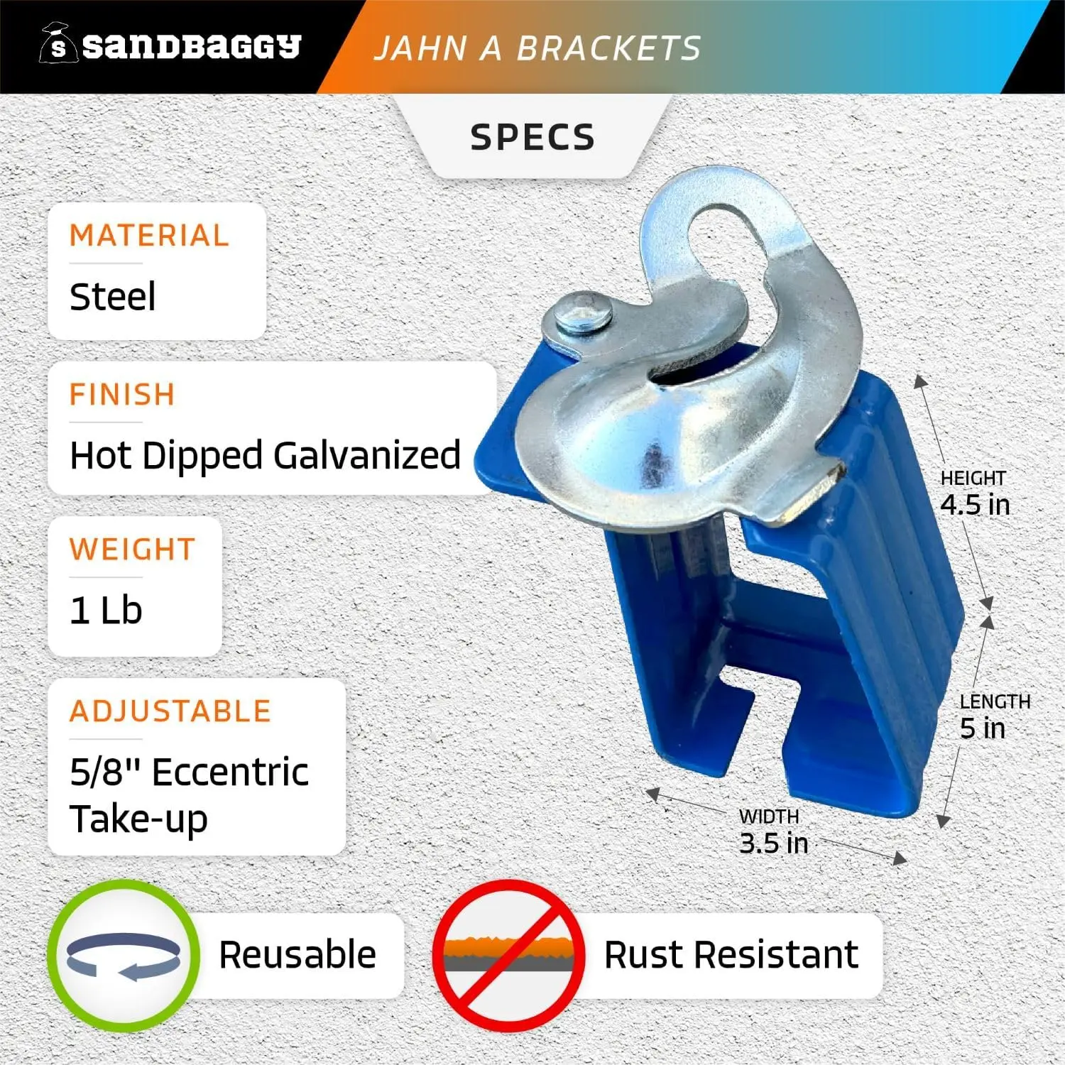 Jahn A Bracket - Hot Dipped Galvanized (Rust Resistant) - Snap Tie Clamp for Concrete Forms (3.5