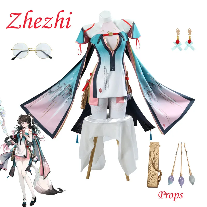 Wuthering Waves Zhezhi Cosplay Costume Chinese Style Sexy Dress Accessories Props Halloween Carnival Party Dress for Women Girls