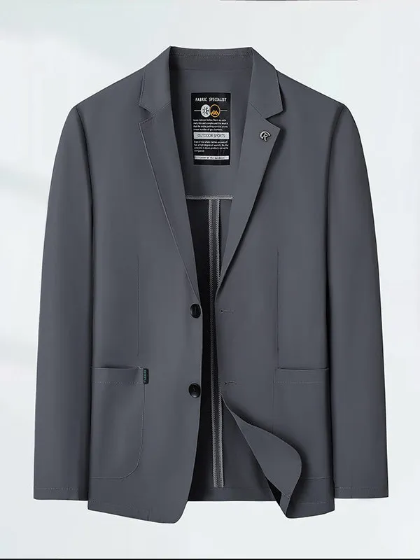 

Повседневный мужской однобортный жакет с вырезами, летняя тонкая верхняя одежда с защитой от солнца, длинными рукавами и формальным воротником